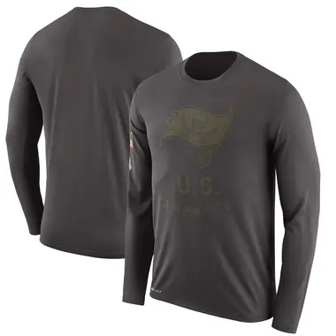 Men's Tampa Bay Buccaneers Pewter 2018 Salute to Service Sideline Performance Long Sleeve T-Shirt - Legend