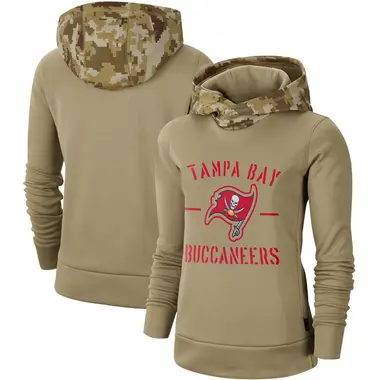 Women's Tampa Bay Buccaneers Khaki 2019 Salute to Service Therma Pullover Hoodie -