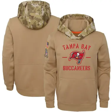 Youth Tampa Bay Buccaneers Khaki 2019 Salute to Service Therma Pullover Hoodie -